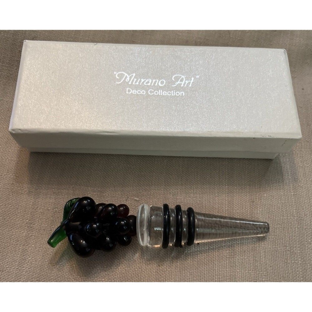 Murano Art Stunning Hand Blown Grapes Glass Wine Bottle Stopper New
